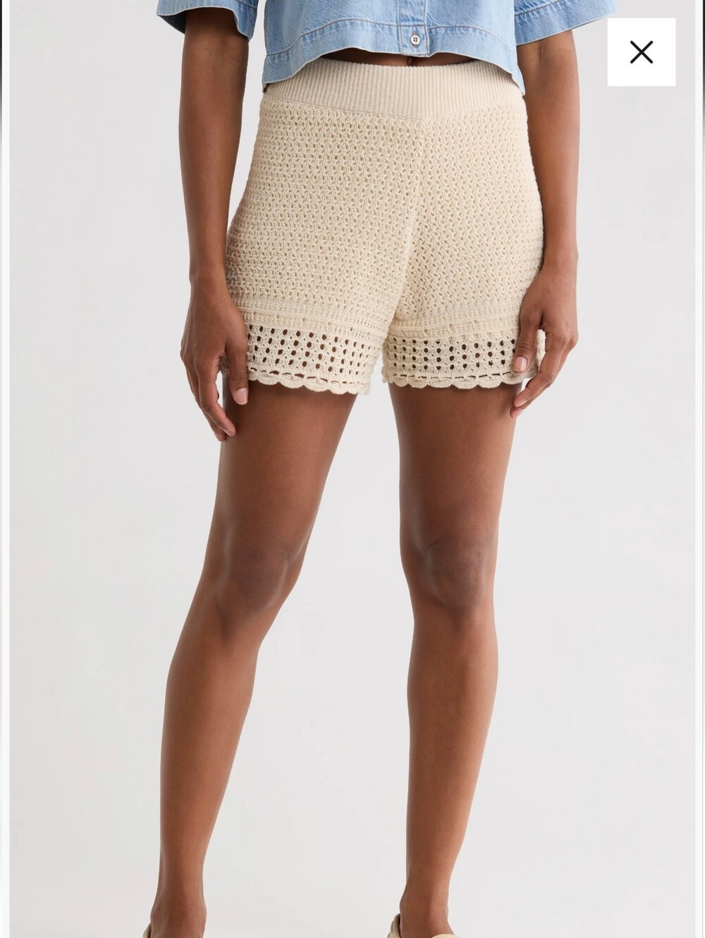 rag & bone Crochet Scallop Hem Shorts - Cream